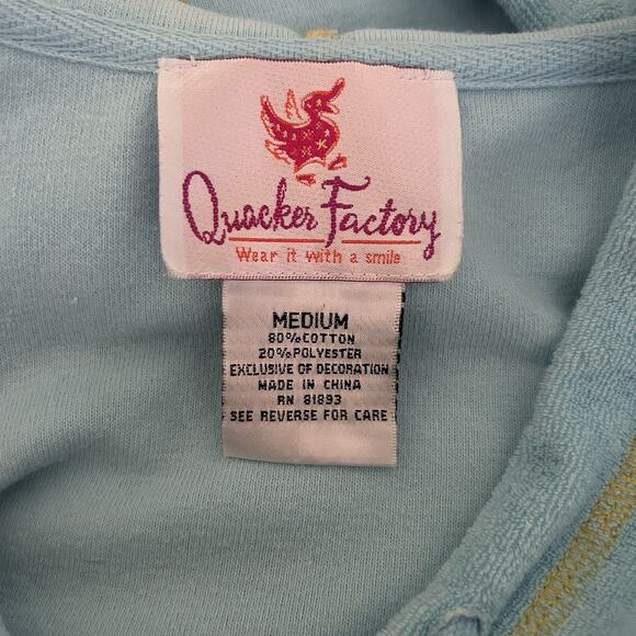 QUACKER FACTORY Terry Hoodie Swim Dress Cover-Up Aqua Blue Sequins Beads Size M - Picture 14 of 15